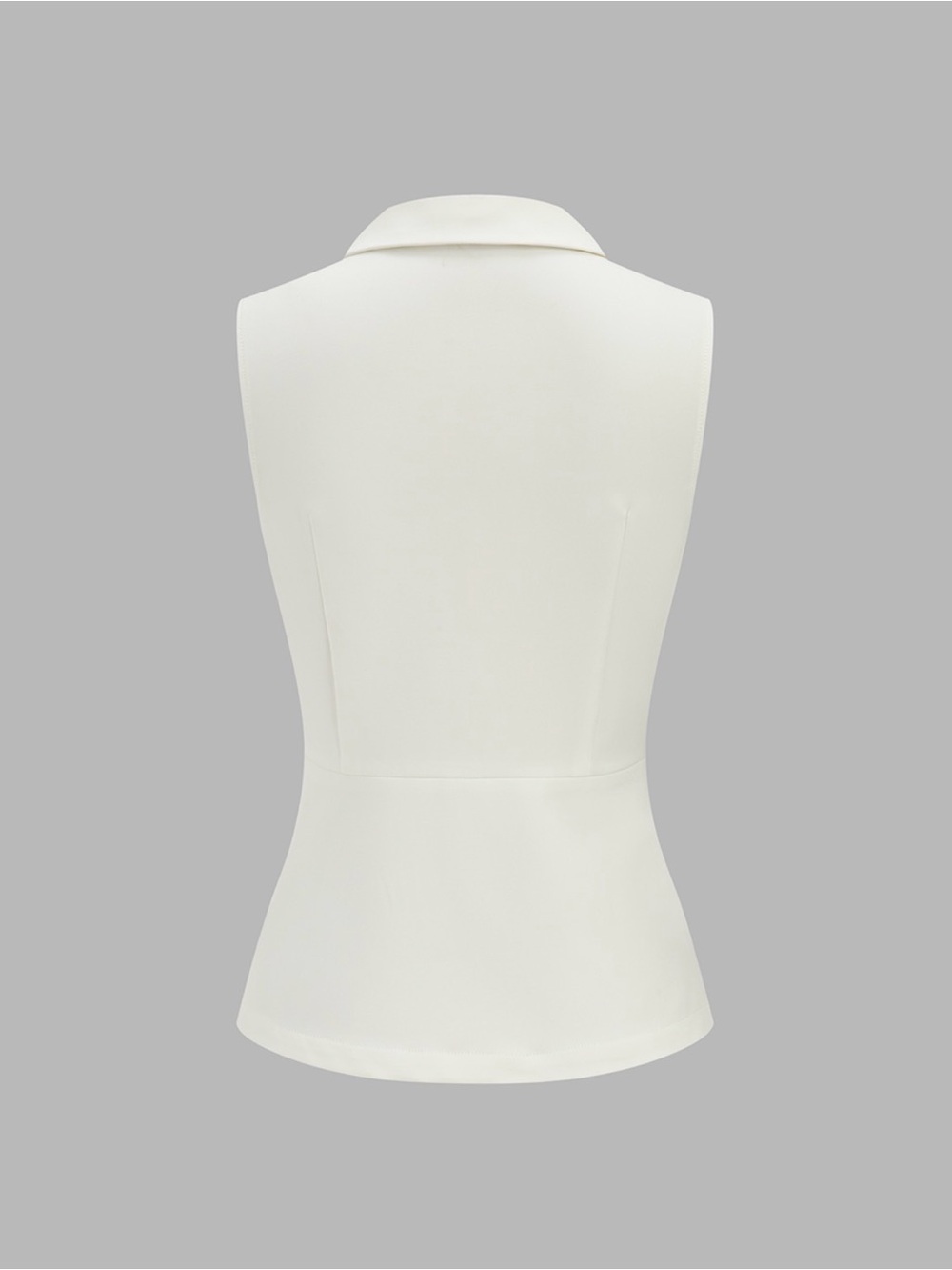 Commense Sleeveless Button Vest & Wide-Leg Pants Set - Cream - Picture 4 of 8